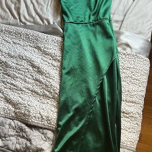 Elegant Green Satin Dress